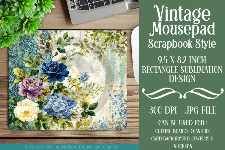 Vintage Mousepad, Sublimation Mousepad, Scrapbook Style, d41