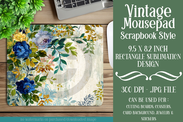 Vintage Mousepad, Sublimation Mousepad, Scrapbook Style, d42