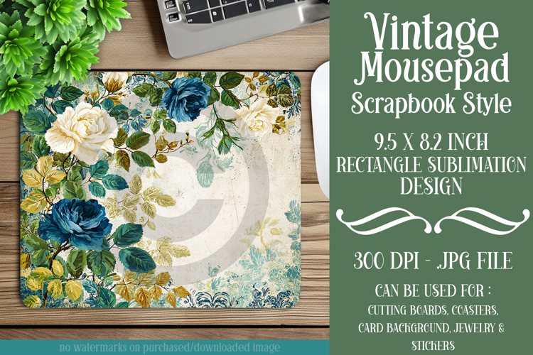 Vintage Mousepad, Sublimation Mousepad, Scrapbook Style, d46