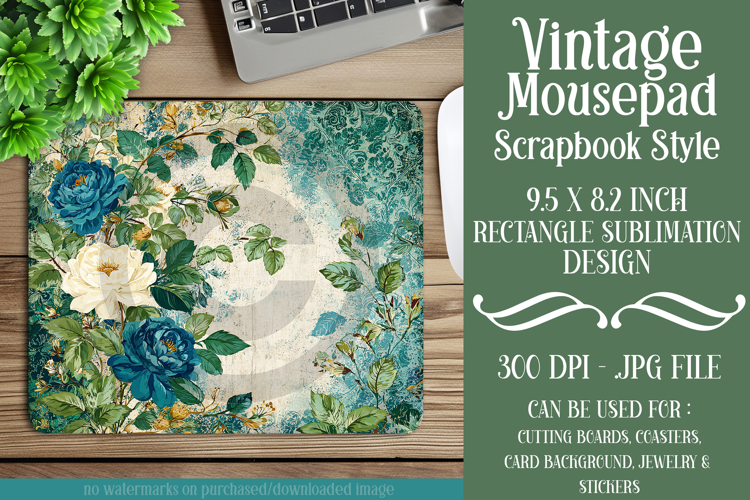 Vintage Scrapbook Style Mousepad Sublimation Design, d47