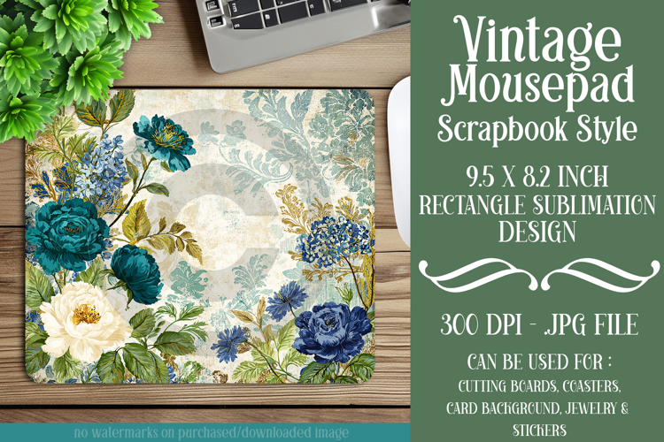 Vintage Mousepad, Sublimation Mousepad, Scrapbook Style, d51