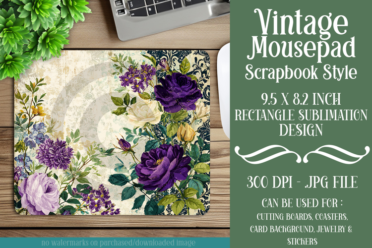 Vintage Mousepad, Sublimation Mousepad, Scrapbook Style, d52