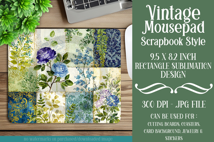 Vintage Mousepad, Sublimation Mousepad, Scrapbook Style, d7