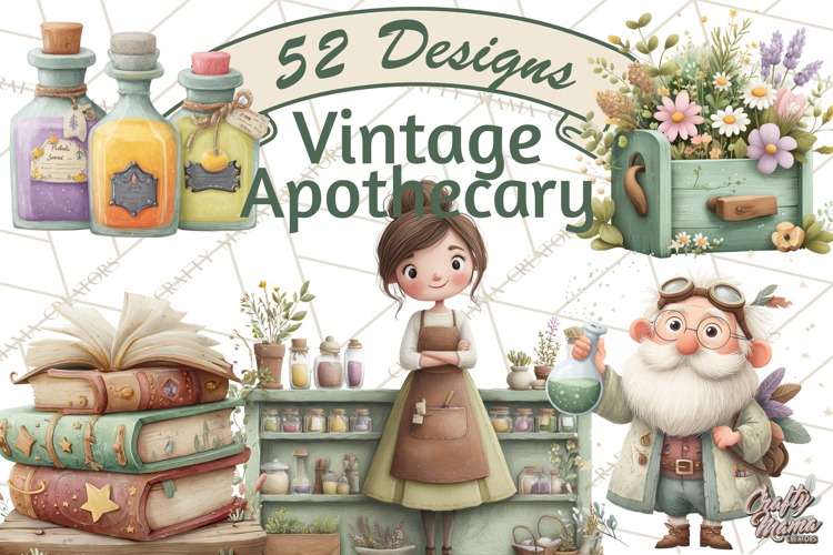 Vintage Apothecary PNG Clipart and Magical Illustrations