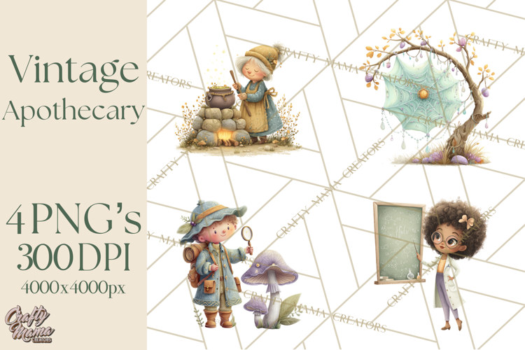 Vintage Apothecary PNG Clipart and Magical Illustrations