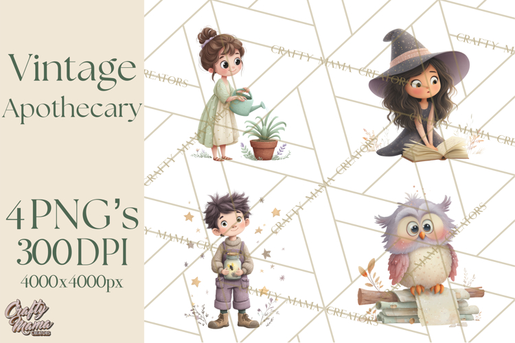 Vintage Apothecary PNG Clipart and Magical Illustrations