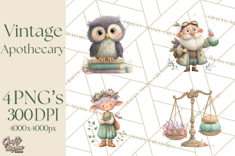 Vintage Apothecary PNG Clipart and Magical Illustrations