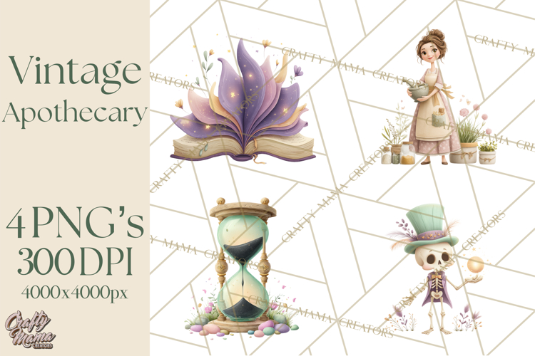 Vintage Apothecary PNG Clipart and Magical Illustrations