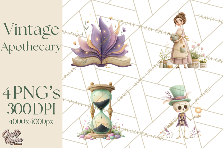 Vintage Apothecary PNG Clipart and Magical Illustrations