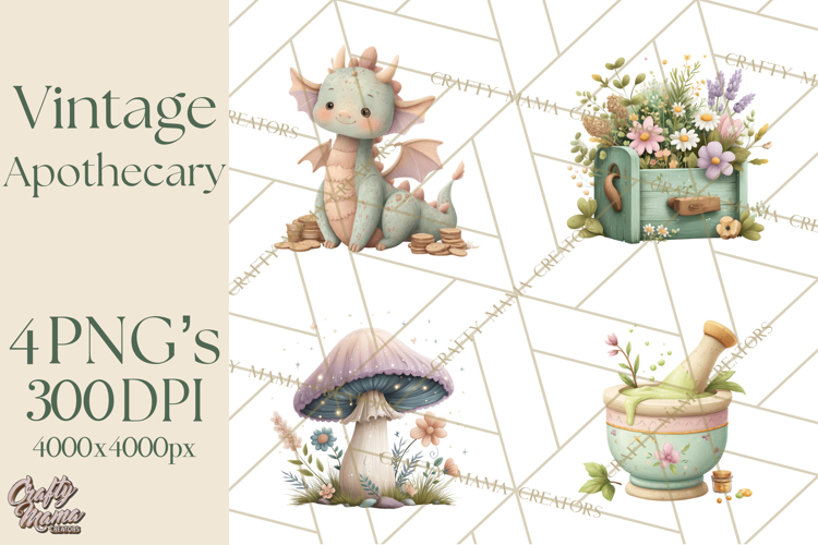 Vintage Apothecary PNG Clipart and Magical Illustrations