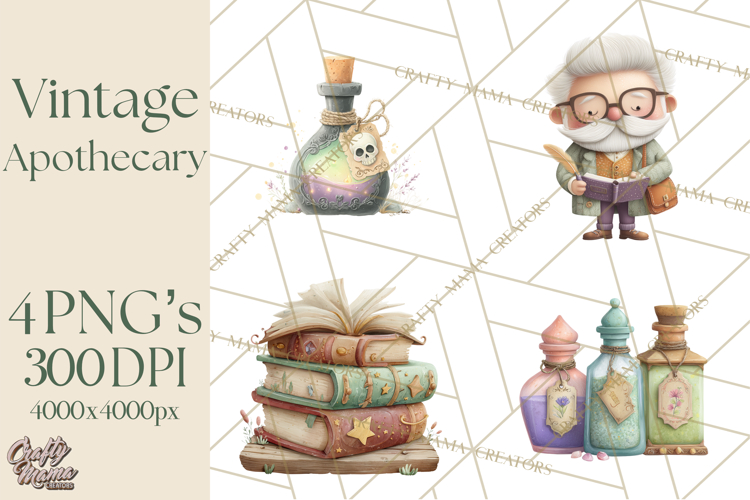 Vintage Apothecary PNG Clipart and Magical Illustrations