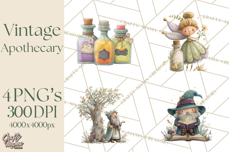 Vintage Apothecary PNG Clipart and Magical Illustrations