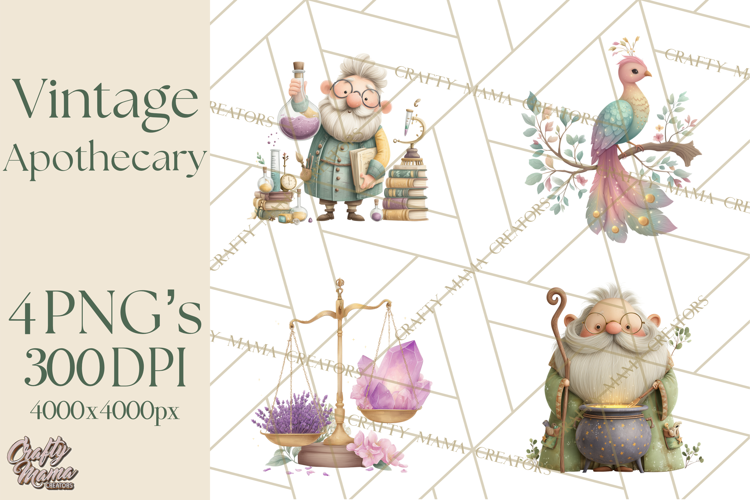 Vintage Apothecary PNG Clipart and Magical Illustrations