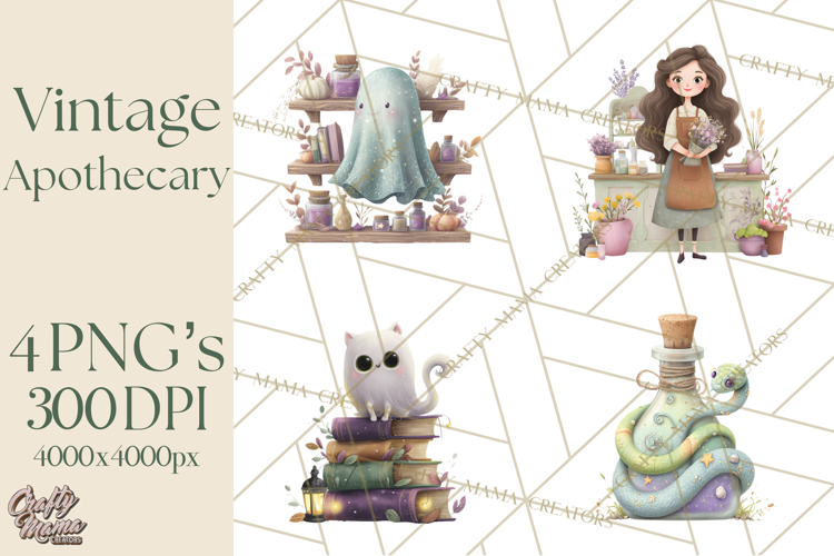 Vintage Apothecary PNG Clipart and Magical Illustrations