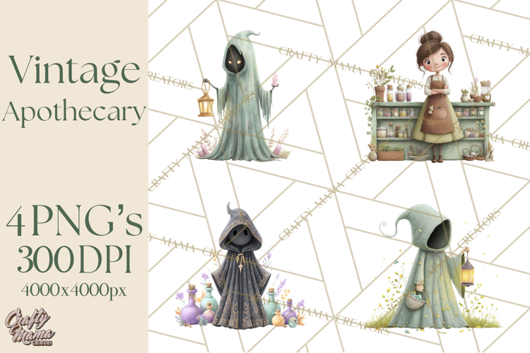 Vintage Apothecary PNG Clipart and Magical Illustrations