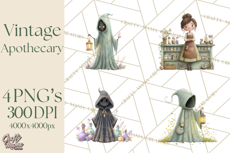 Vintage Apothecary PNG Clipart and Magical Illustrations