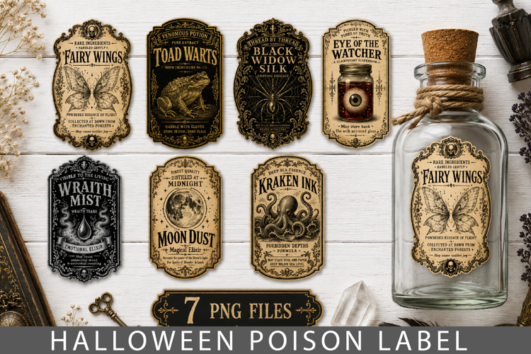 Vintage Apothecary Potion Labels PNG