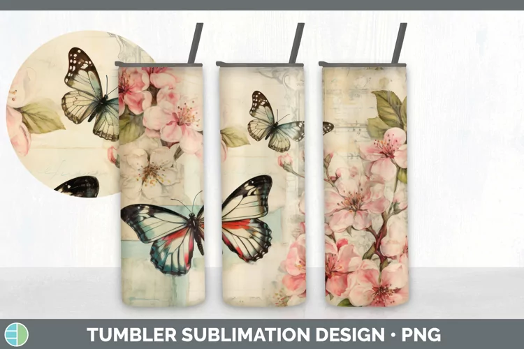 Vintage Apple Blossom Flowers Tumbler | Sublimation 20 oz Sk