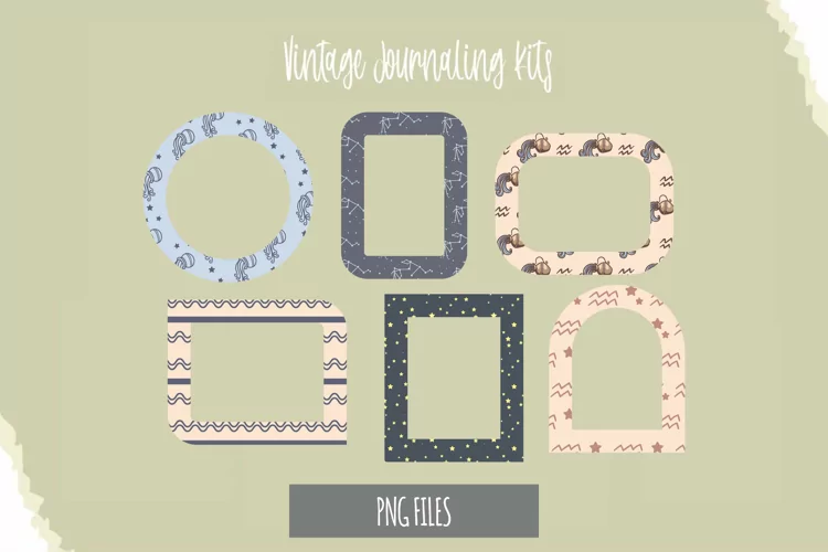 Vintage Aquarius Sign Seamless Pattern Frames