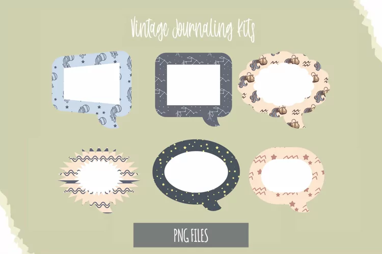 Vintage Aquarius Sign Seamless Pattern Speech Bubbles