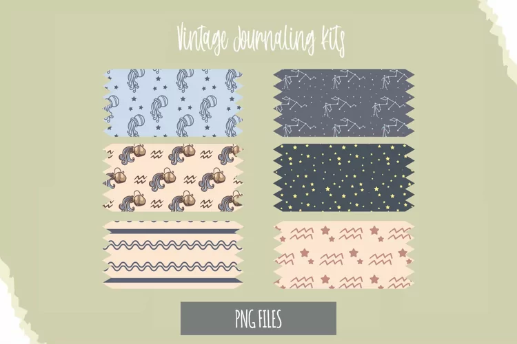 Vintage Aquarius Sign Seamless Pattern Tape