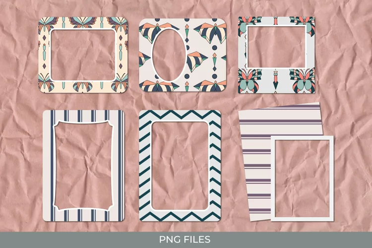 Vintage Art Deco Butterfly Seamless Pattern Frames