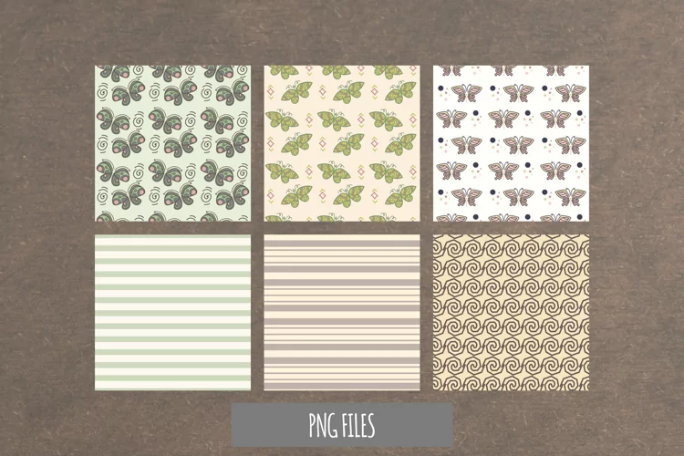 Vintage Art Deco Butterfly Seamless Pattern Paper Pack