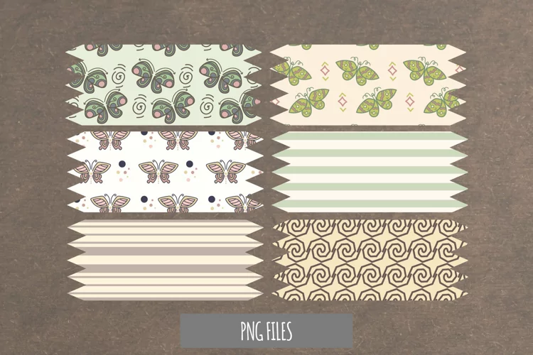 Vintage Art Deco Butterfly Seamless Pattern Tape