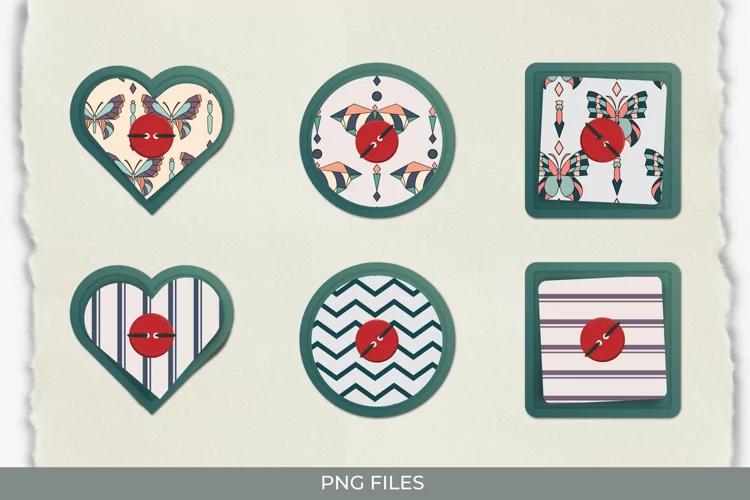 Vintage Art Deco Butterfly Seamless Pattern with Buttons