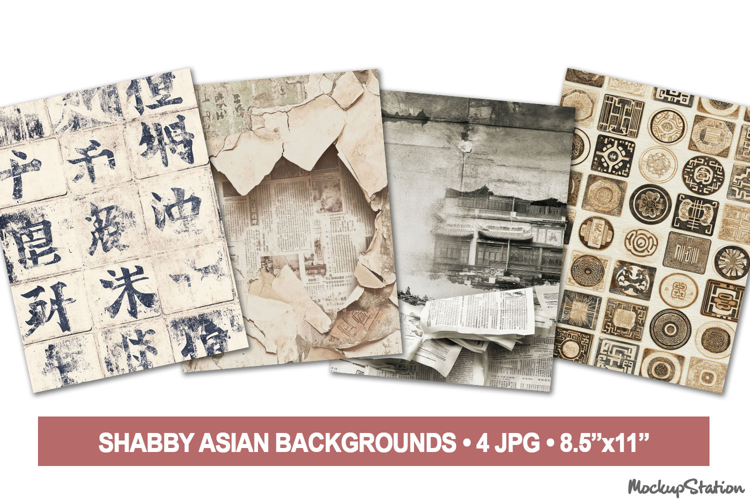Old Asian Backgrounds, Japanese Scrapbook Printable Pages