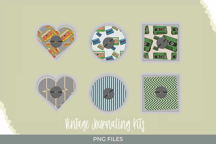 Vintage Audio Cassette Pattern Buttons