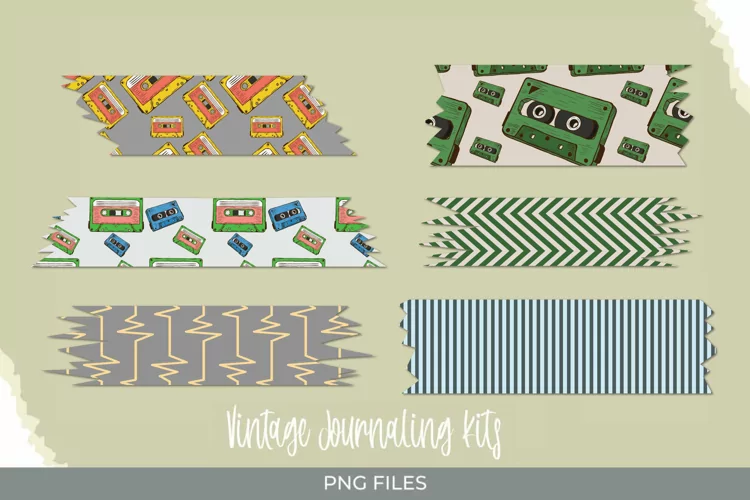 Vintage Audio Cassette Patterned Shaped Tag