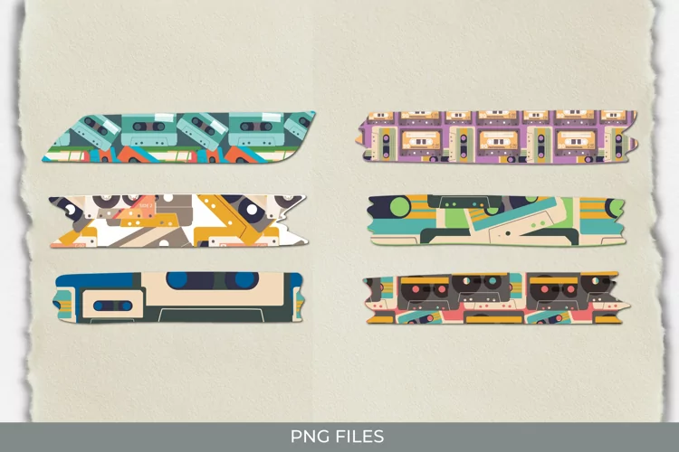 Vintage Audio Cassette Patterned Tape