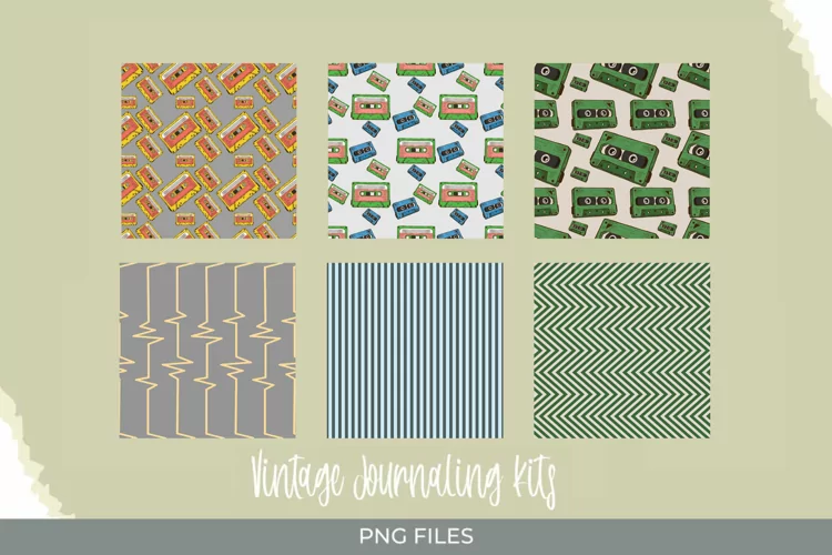Vintage Audio Cassette Seamless Pattern Paper Pack
