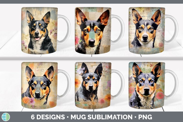 Vintage Australian Cattle Dog Mug Wrap | Sublimation Coffee