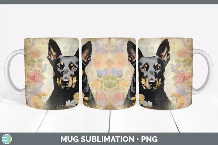Vintage Australian Kelpie Dog Mug Wrap | Sublimation Coffee