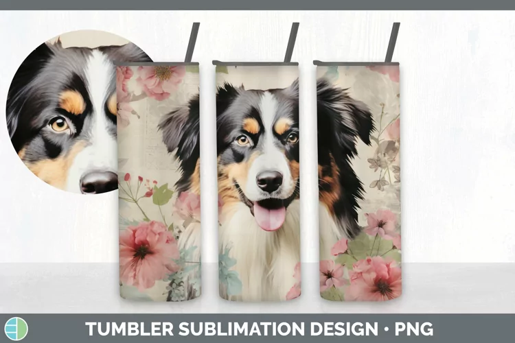 Vintage Australian Shepherd Dog Tumbler | Sublimation 20 oz