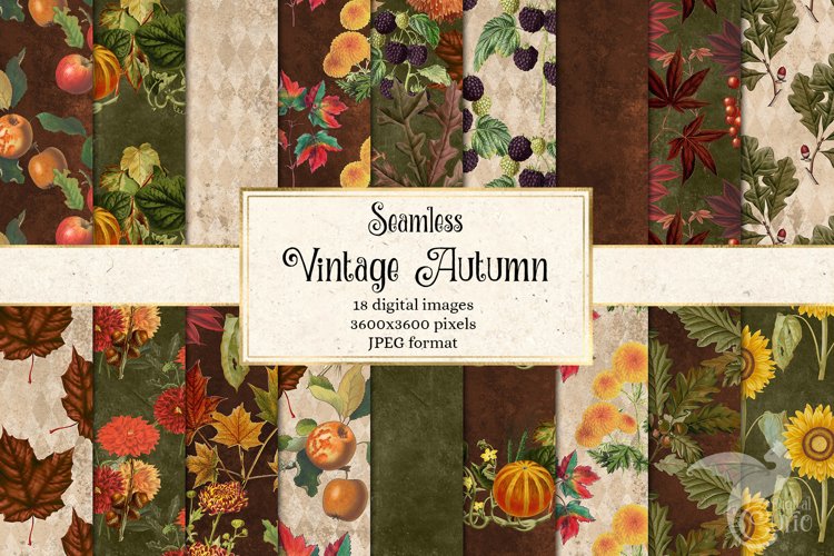 Vintage Autumn Digital Paper example image 1