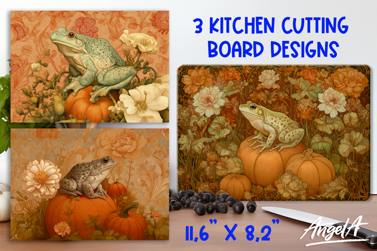 Kitchen Cutting board sublimation Wild animal frog Autumn