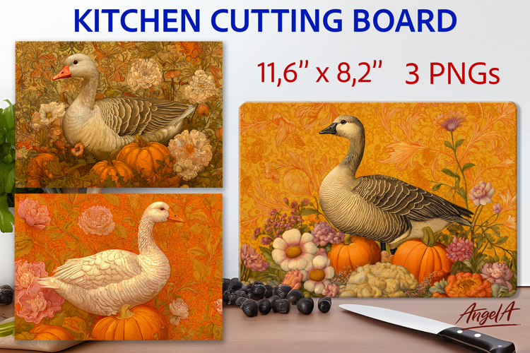 Cutting board sublimation Farmhouse Kitchen Goose pumpkin