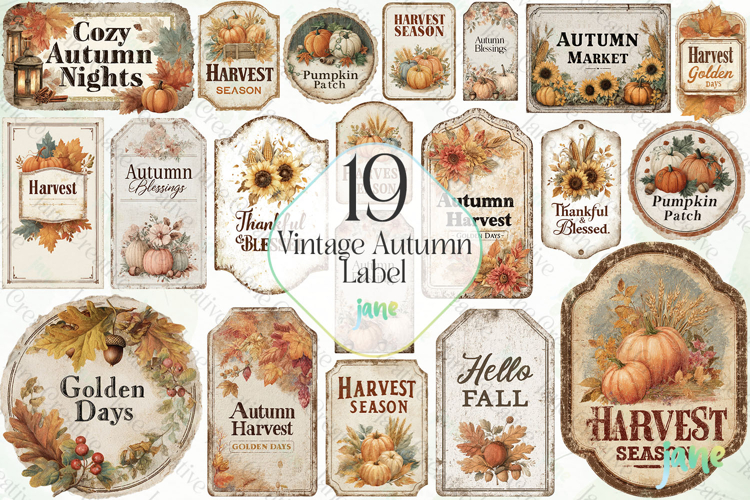 Vintage Autumn Label Sublimation Bundle