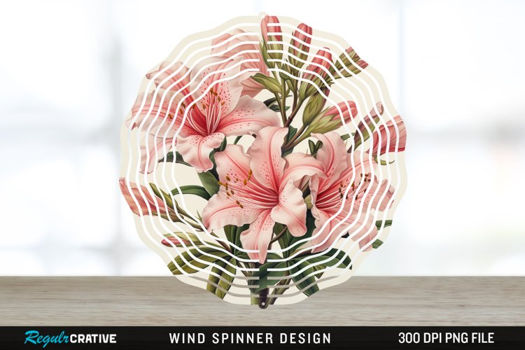 Vintage Azalea Flowers Wind Spinner Sublimation Design PNG example image 1
