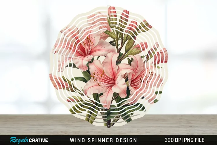 Vintage Azalea Flowers Wind Spinner Sublimation Design PNG