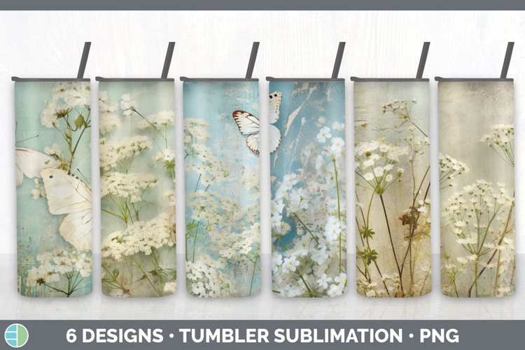 Vintage Babys Breath Flowers Tumbler | Sublimation 20 oz Ski