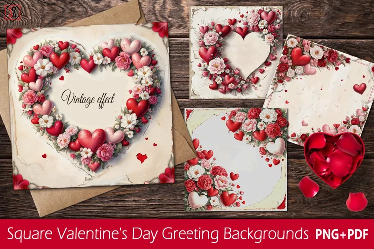 Vintage Valentine's Day greeting card backgrounds