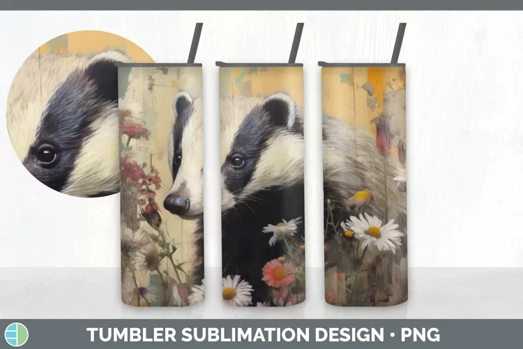 Vintage Badger Tumbler | Sublimation 20 oz Skinny Tumbler De