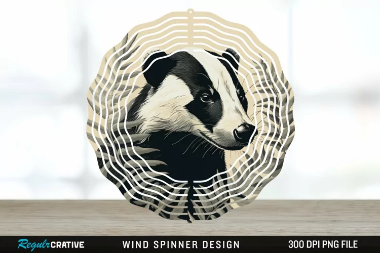 Vintage Badger Wind Spinner Sublimation Design PNG