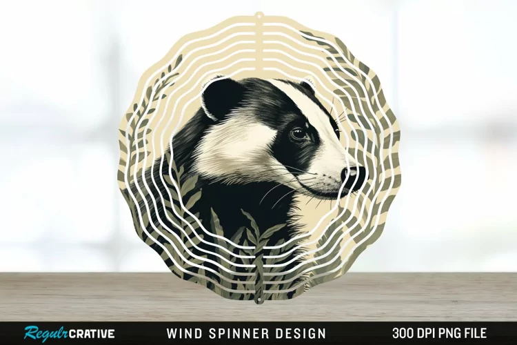 Vintage Badger Wind Spinner Sublimation Design PNG