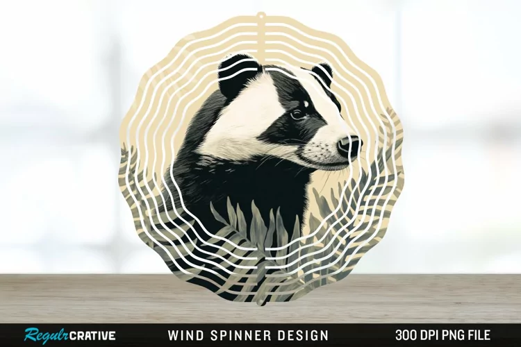 Vintage Badger Wind Spinner Sublimation Design PNG