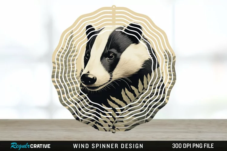 Vintage Badger Wind Spinner Sublimation Design PNG